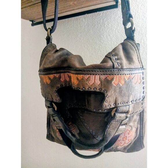 Lucky Brand Vintage Abbey Road Floral Crossbody Satchel Messenger Boho Aztec GUC - Picture 1 of 9